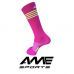 MEIA 23 ROSA COM LISTRA AMARELA CANO ALTO TAM 38 A 43 - AME SPORTS 