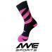 MEIA 94 PRETO COM FAIXA ROSA DIAGONAL - AME SPORTS